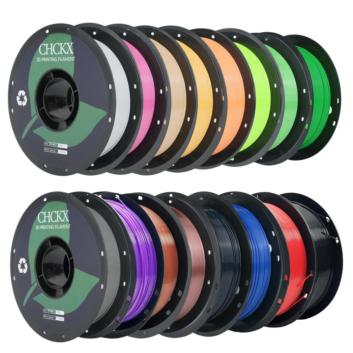 16Rolls PETG Filament Bundle Filament Bulk 1KG 1.75 mm Multicolor
