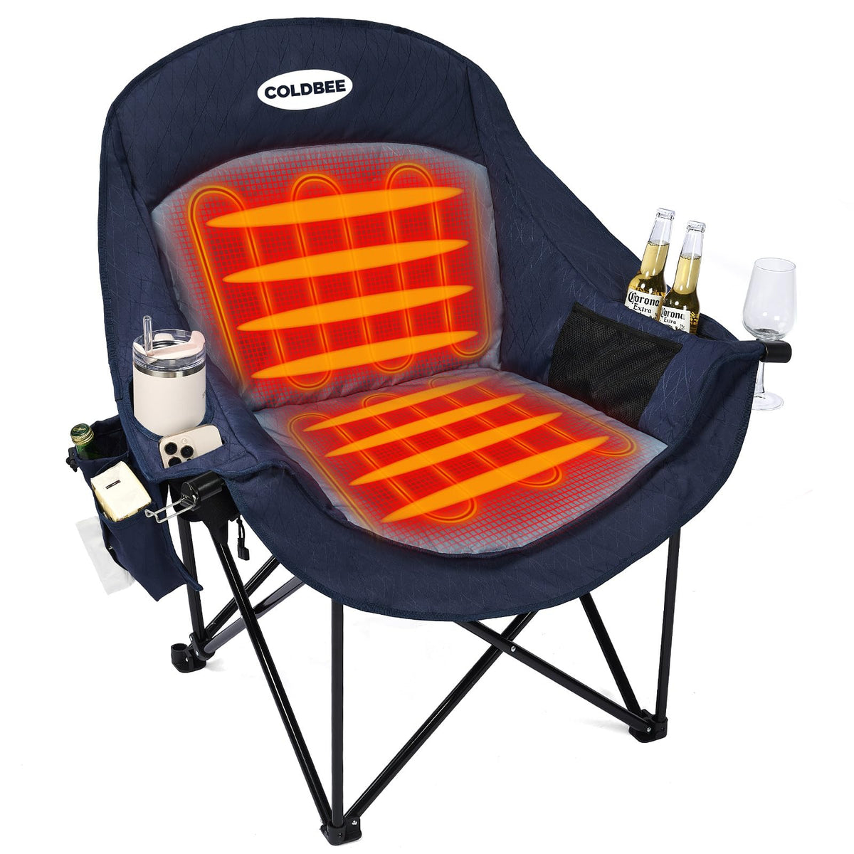 Oversized Camping Chairs for Adults - Heavy Duty Padded Outdoor Camp Chair