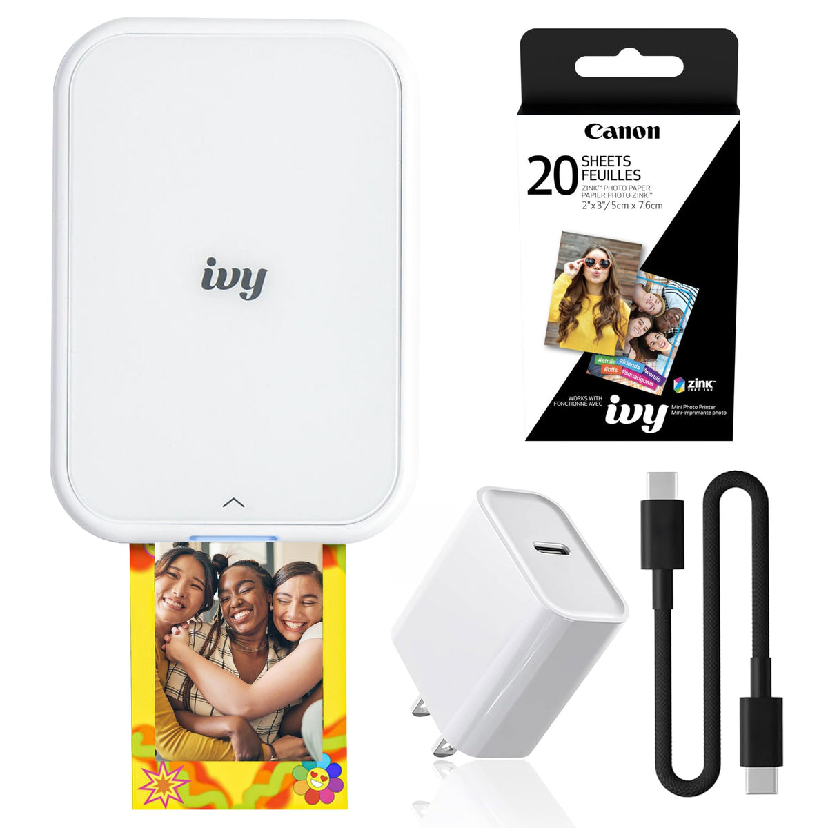 Canon Ivy 2 Mini Photo Printer (5452C018) Bundle