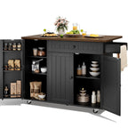 GRUSIGN 41.7" Rolling Kitchen Island Cart with Drop Leaf Storage, Black