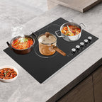 4 Burners Electric Cooktop, 30 Inch 3700W Electric Ceramic Cooktop Built-in Electric Stove Top with 5 Heating Levels, Kid Safety Lock and Timer, 110V for Hard Wire (No Plug)