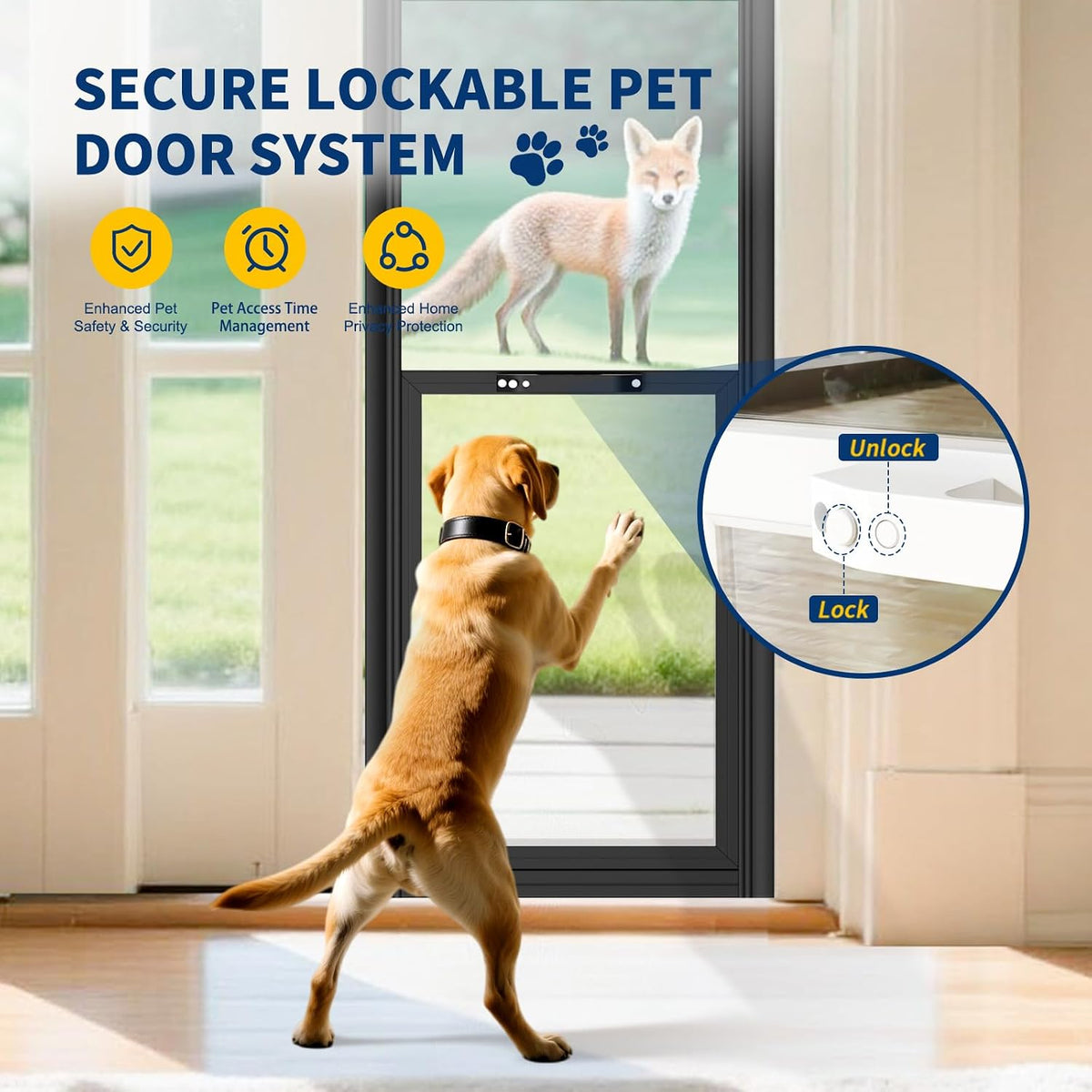 DoCred Dog Door for Sliding Glass Door, 74 13/16" to 80 11/16"