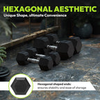 HANDBODE Hex Dumbbell Set of 2, Rubber Encased Fixed Dumbbells, 2.5-65 lb