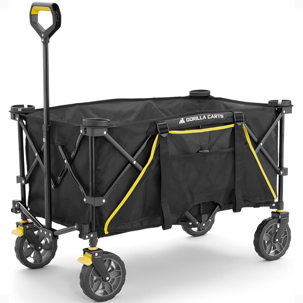 Gorilla Carts Collapsible Folding Outdoor Utility Wagon, 7 Cu Ft, Black