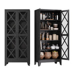 COFaR Home Farmhouse Storage Cabinet with 2 Barn Door, 61" H Metal Cabinet