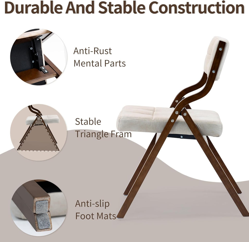 HOMEFUN Folding Chairs with Cushion, Folding Dining Chairs, 2 Pack