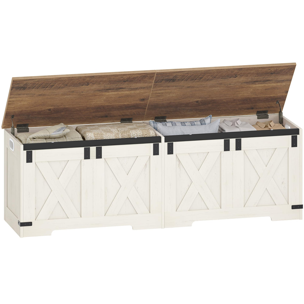 Hzuaneri 59 inches Farmhouse Storage Chest and Bench | 70 Gal | 330lb Seat