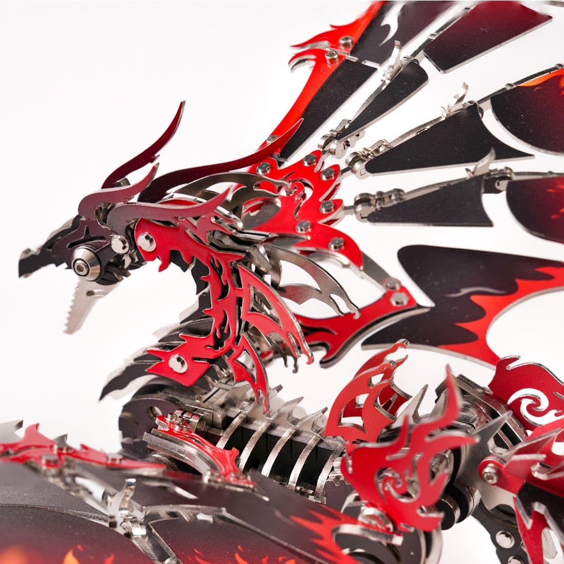 3D Metal Puzzle Dragon Model Kit, 200PCS DIY Steampunk Mechanical Fire-Breathing Dragon with Adjustable Wings, Creative Handcrafted Metal Art Craft Desktop Display & Decoration for Adults