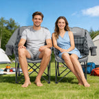 2 Pack Oversized Camping Chair for Adults, Portable Heavy Duty Padded Outdoor Chairs with Phone Pouch and Side Cup Holder for Camping, Fishing, Beach, Sports, Supports 500lbs