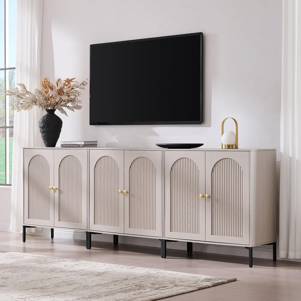 IFGET 61.75" W Modern Arched Sideboard Buffet Cabinet with Storage, Natural