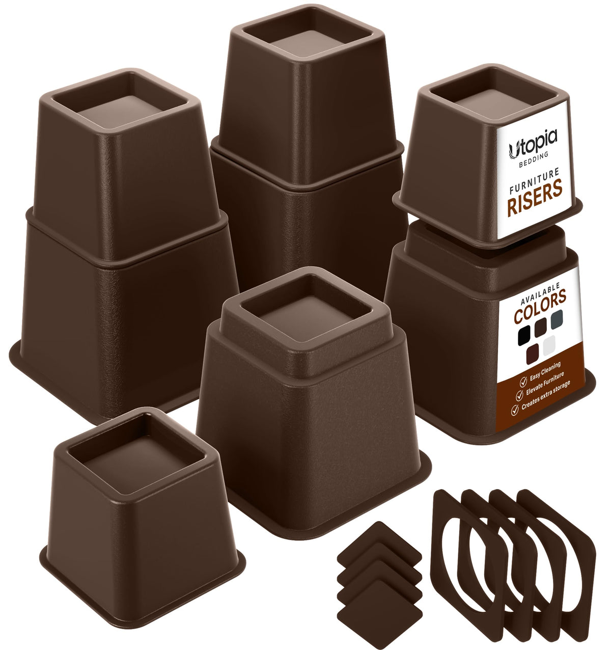 Utopia Bedding Adjustable Bed Risers 3 & 5 Inch, Black, 36-Pack