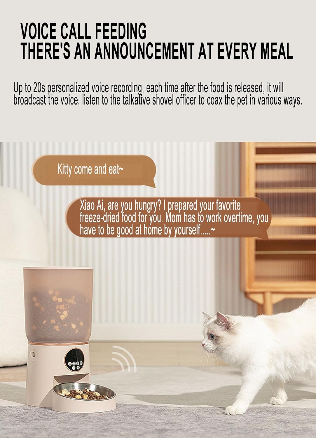 The Ultimate 4.2L Smart pet automatic feeder - Fresh & Timely Meals, Voice Calls, Multiple Food Compatibility, Power-Backup - Perfect for Cats & Dogs! (button-white)