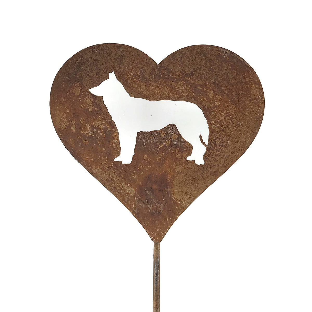 Pet Dog, Cat, Rabbit or Bird Keepsake Memorial Heart Garden Stake 20 to 28 Inches Tall (Large Heart, 28" Tall, Cross, Naturally Rusted)