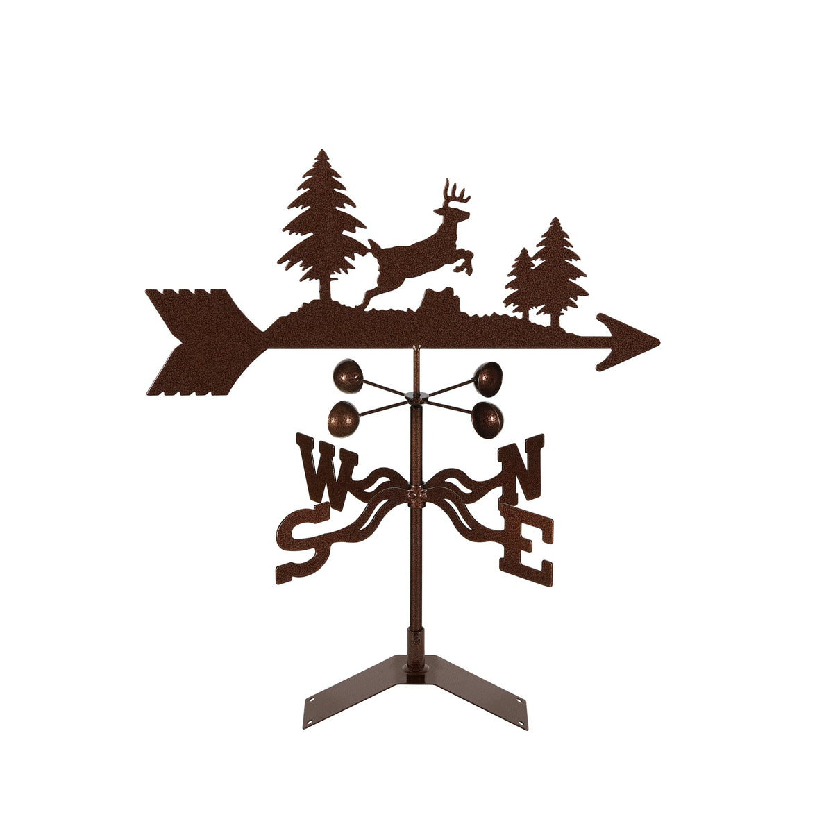 EZ Vane Steel Jumping Deer Weathervane with Wind Cups — 4-Sided Mount
