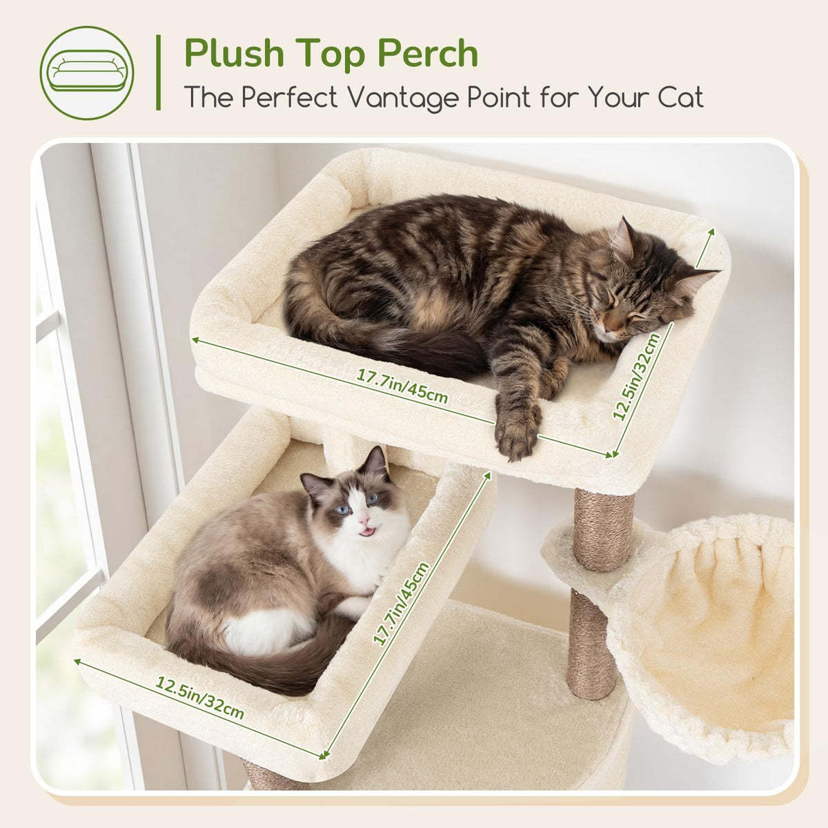 Globlazer F65D Corner Cat Tree Tower with Scratching Posts, Beige