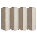 6 Panel Folding Room Divider,Woven Privacy Screen,Light Beige