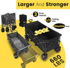 Sekey 300L Extended Collapsible Wagon, 660 lb Capacity, 48 in Long
