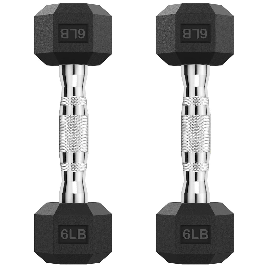 HANDBODE Hex Dumbbell Set of 2, Rubber Encased Fixed Dumbbells, 2.5-65 lb