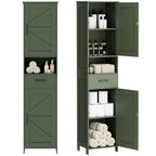 Homhedy 67" H Tall Bathroom Storage Cabinet with Barn Doors and Drawer