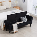 55" End of Bed Bench, Upholstered Bench with Storage, Queen, Beige
