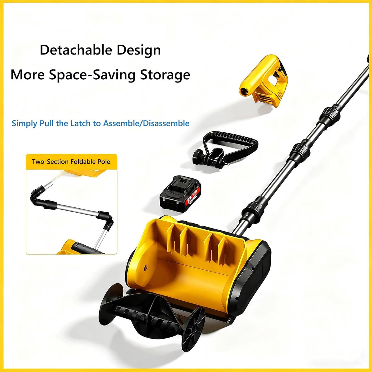 2x20V Cordless Snow Blower 20-Inch,Brushless Electric Snow Thrower with 2×4.0Ah Batteries&Charger,Snow Shovel with Adjustable Chute&Wheels,Patio/Walkways(1x20V)
