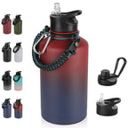 32 oz Insulated Water Bottle Bulk 8 Pack, Stainless Steel Sports Water Bottles with Straw Lid & Wide Mouth Lids, Double Walled Vacuum, Leak Proof, White