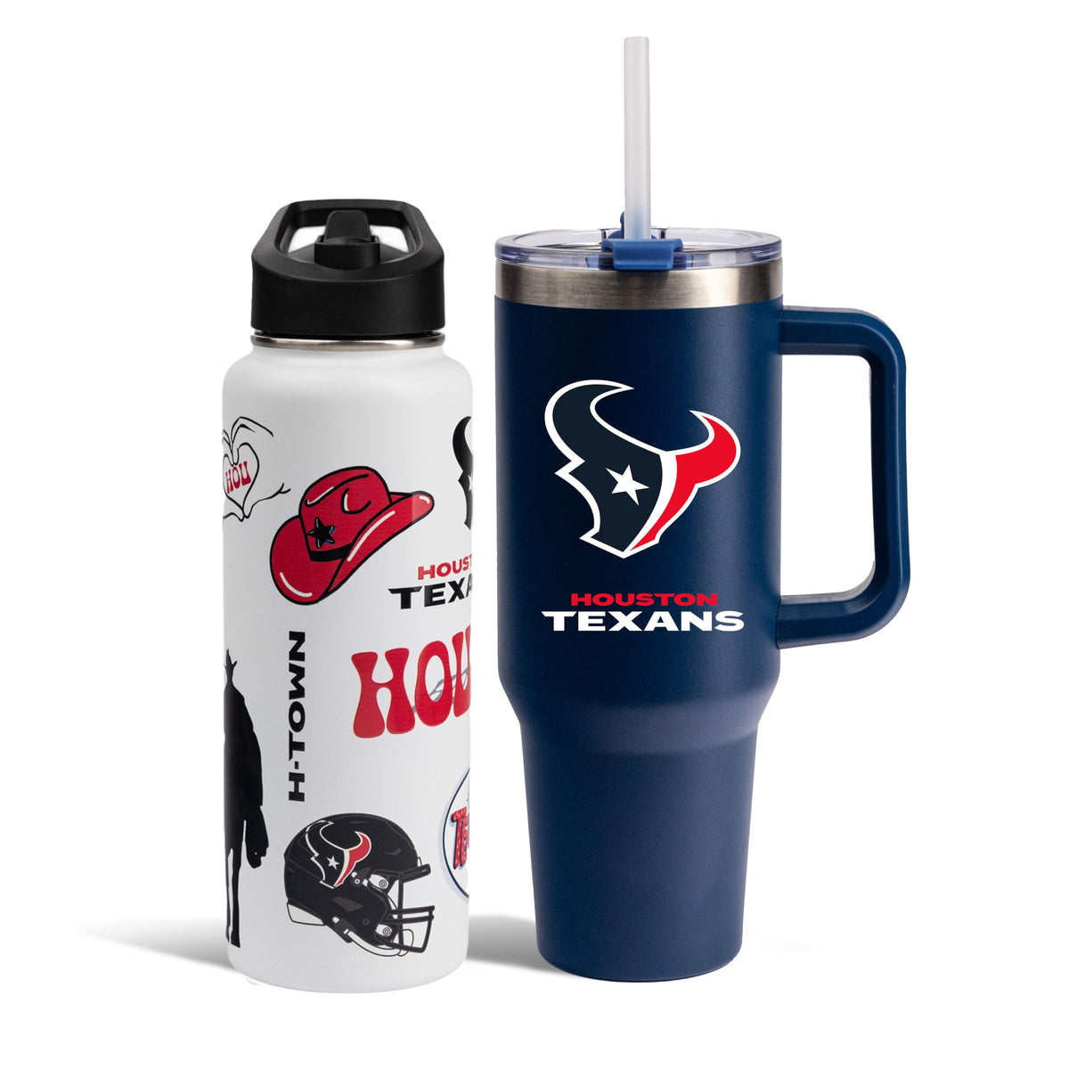 The Memory Company Officially Licensed NFL 2-Pack Stainless Steel Tumbler Set, 34oz Team Spirit Water Bottle & 40oz Game Day Tumbler with Lid and Straw, BPA-Free Materials, Convenient Straw Design