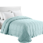 puredown® Blankets Queen Size - Soft Lightweight Down Blanket for Bed, Cozy Warm Luxury Bed Blanket with Satin Trim, White (90"X90")