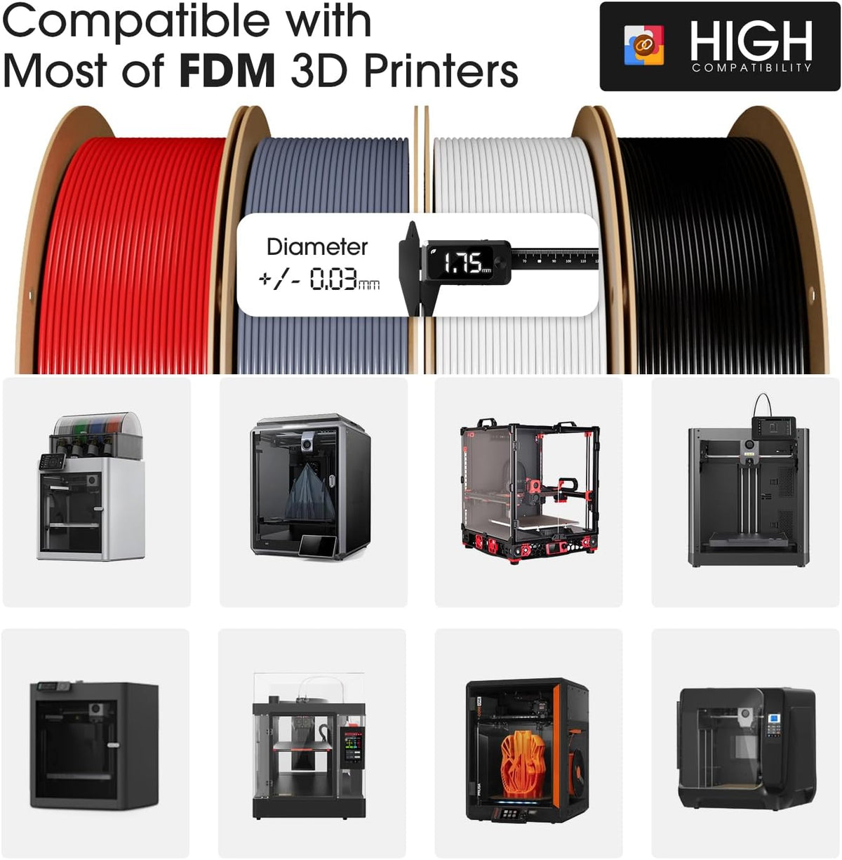 eSUN PLA+ Filament 3D Printer Filament 10KG Classic 10 Colors Bundle