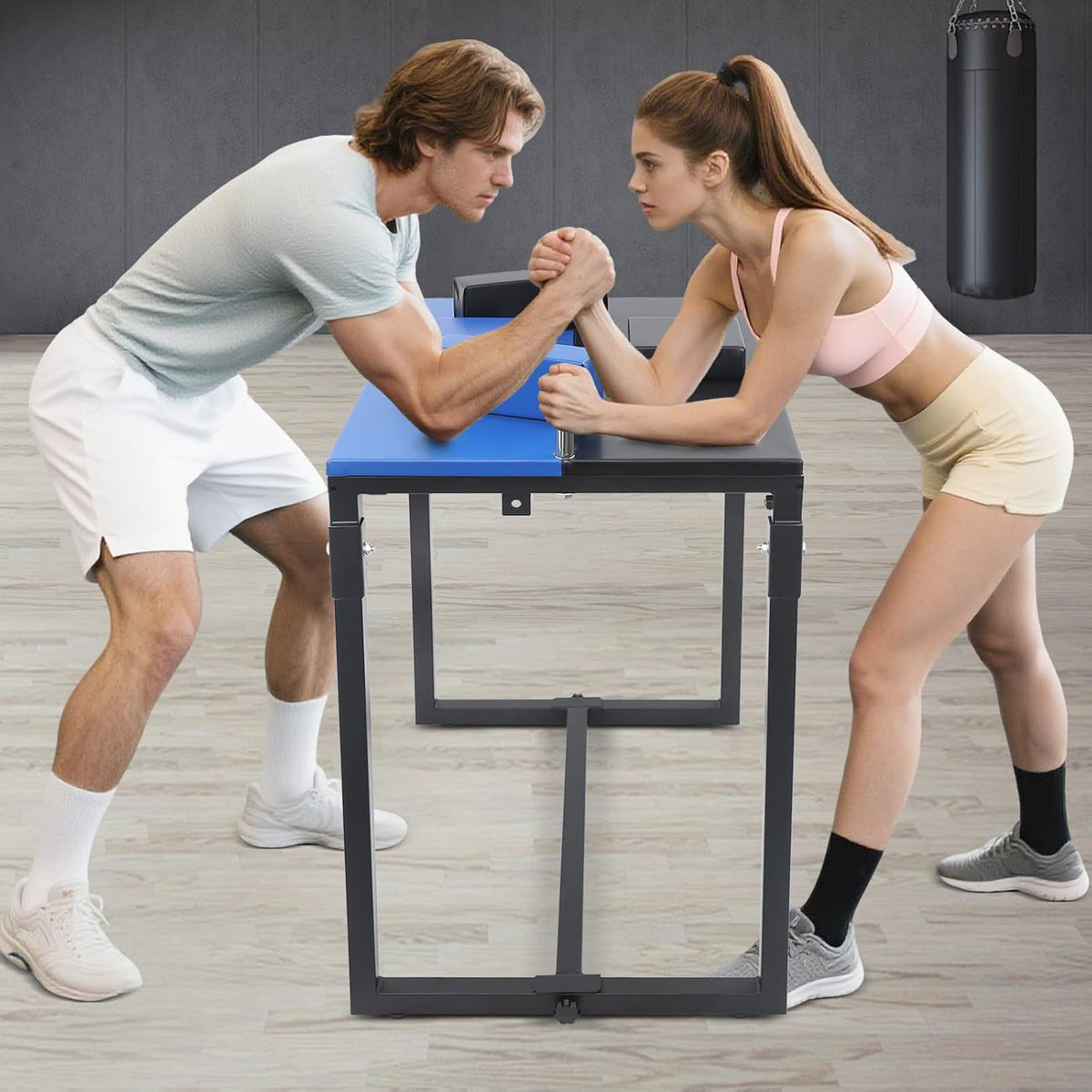 Arm Wrestling Table 39.3-Inch Professional Arm Wrestling Table with Elbow Pads & Forearm Pads Foldable Competition Training Equipment for Fitness Clubs, Homes, Offices