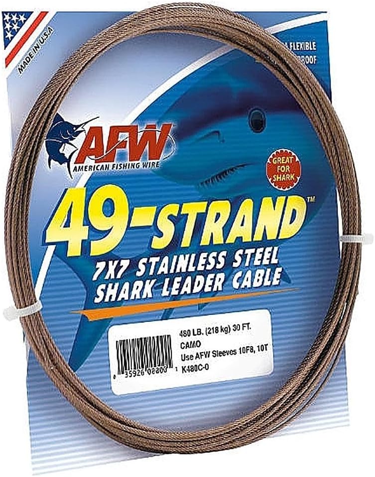 AFW Fishing Wire 49 Strand, 7x7 Stainless Steel Leader Cable, 90lb to 900