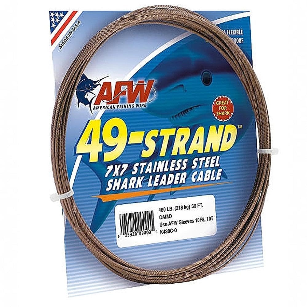 AFW Fishing Wire 49 Strand, 7x7 Stainless Steel Leader Cable, 90lb to 900