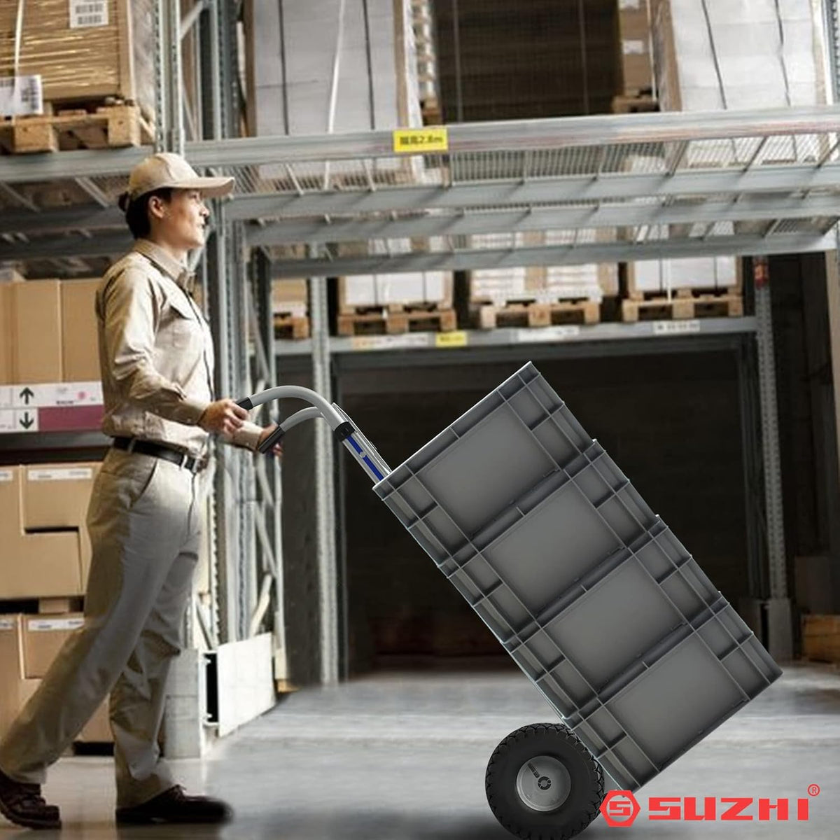 Suzhi Hand Truck Dolly Cart Heavy Duty/with 2 Wheels,600 Lbs Load, 2 Straps for Moving Furniture/Appliance/Carton/Warehouse/Office