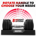 Keppi Adjustable Dumbbells Set of 2, Quick Adjust Weights for Home