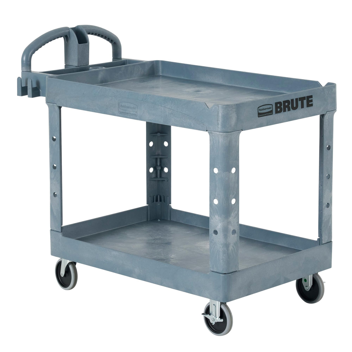 Rubbermaid Commercial Products 2-Shelf Utility/Service Cart, Medium, Black, Lipped Shelves, Ergonomic Handle, 500 Lbs Capacity, forfor Warehouse/Garage/Cleaning/Manufacturing