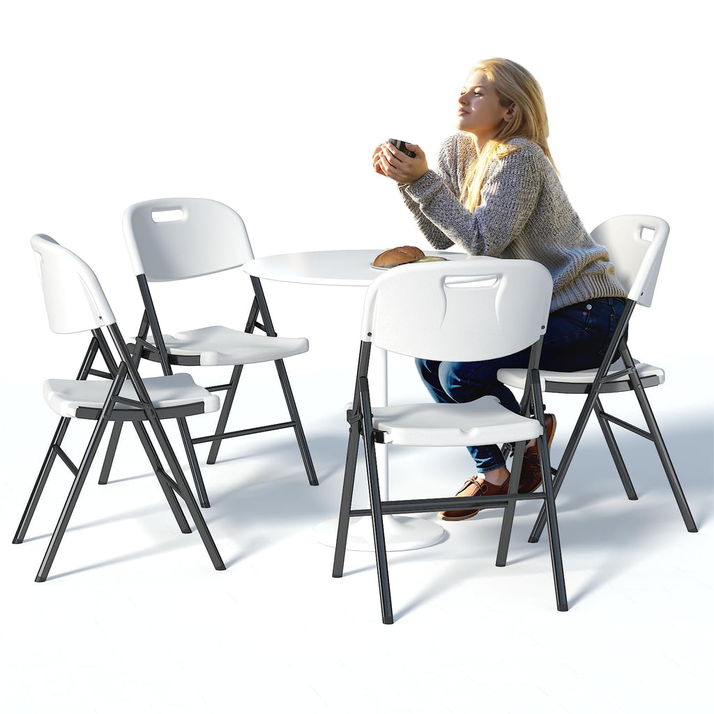 10 Pack White Folding Chairs for School Events Wedding Party Picnic