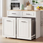ZIFTY Pull Out Trash Can Cabinet for 13 Gallon Bin, Laundry Hamper, White