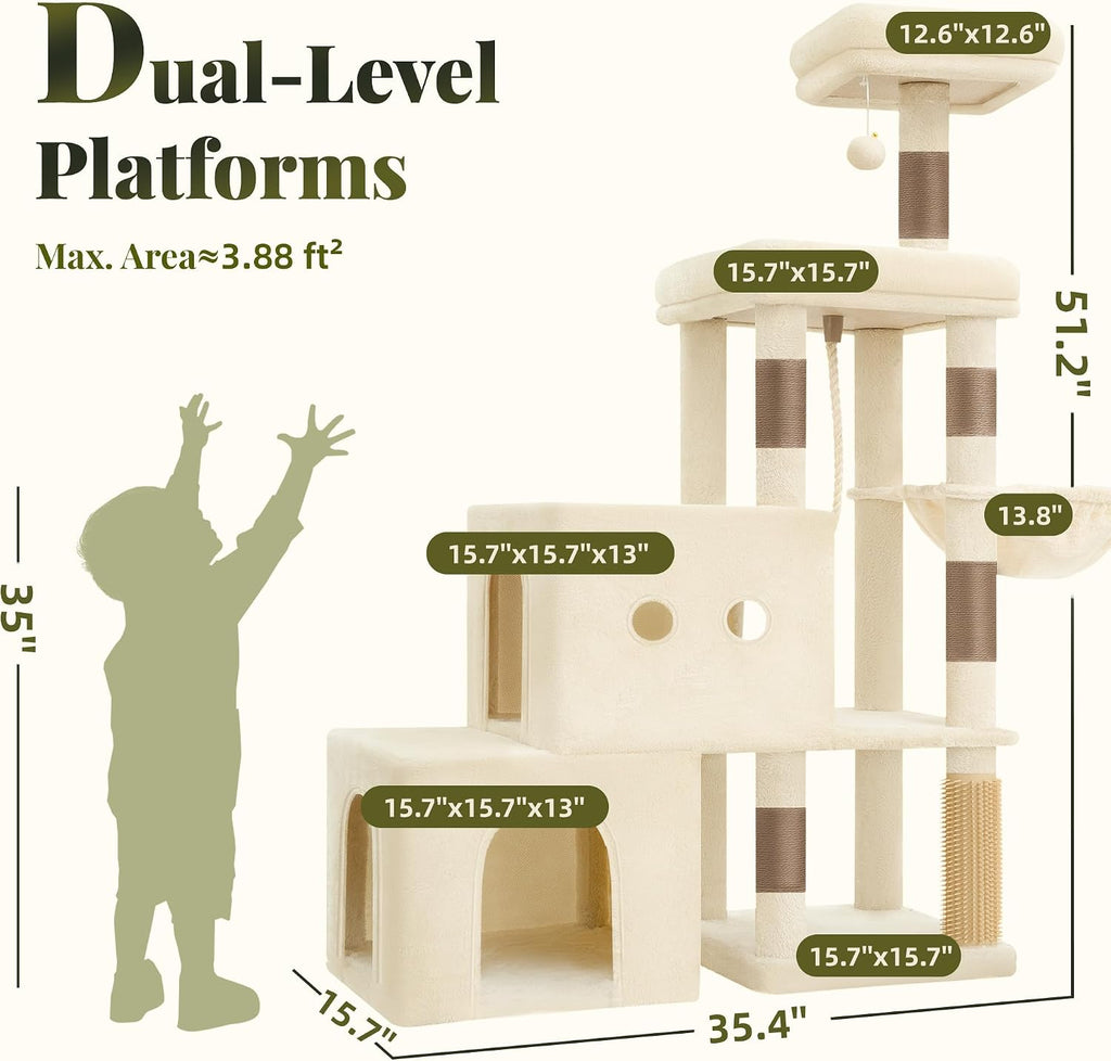 Hey-brother Cat Tree Tower with Steped Climbing Condos, Platforms, MPJ061MJ