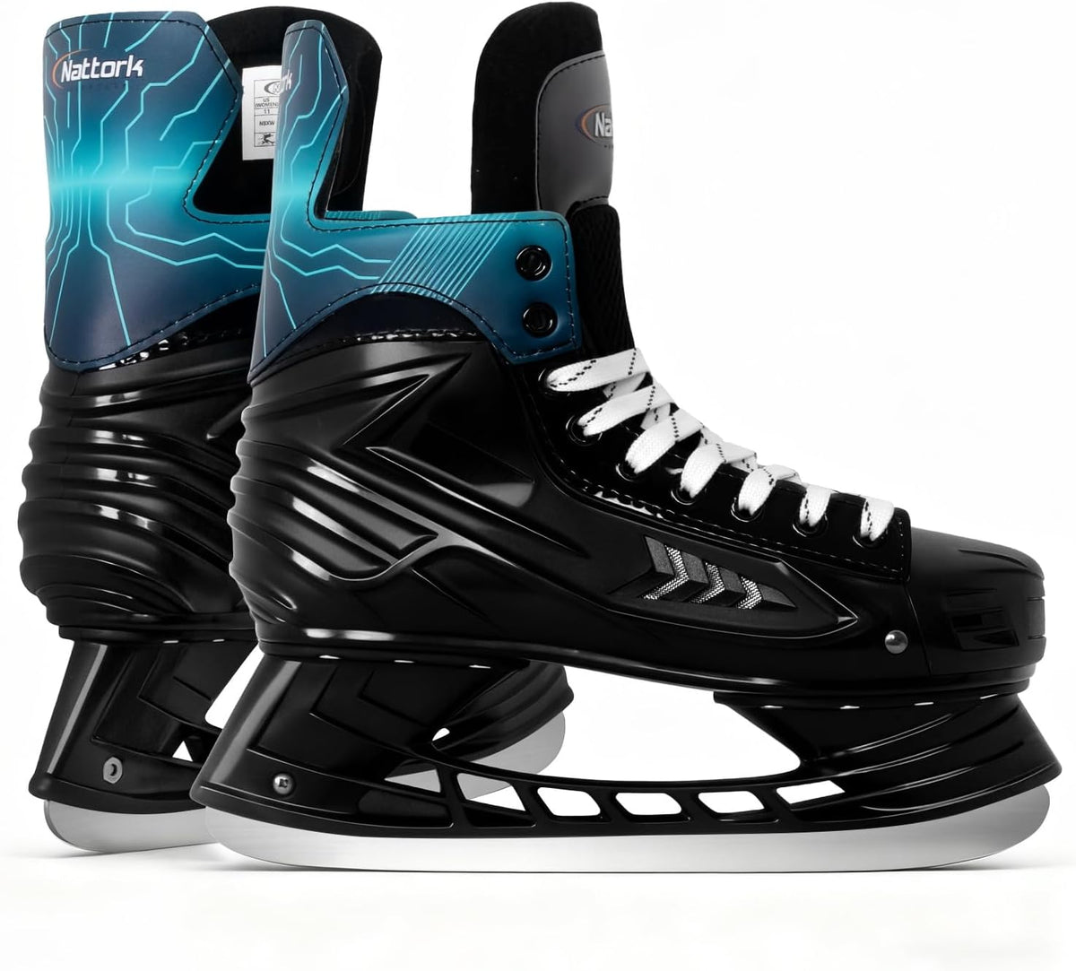 Nattork Ice Hockey Skates for Men, Women, Youth Stainless Steel Blades Lightweight & Durable for Superior Ankle Support and Agile Skating with Coolmax Fabric
