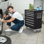 7-Drawer Rolling Tool Chest, Tool Box with 4 Wheels and Drawers, High Capacity Detachable Mobile Tool Storage Cabinet for Garage, Workshop, Mechanics and Repair Room (Black)