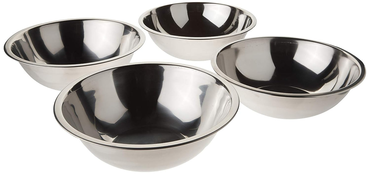 Tiger Chef Heavy Duty Mixing Bowl 16 Quart All-purpose Mixing Bowls for Home and Commercial Use - Best Prep Bowls for cake mixtures, dough’s, salads, pastas, dressings Stainless Steel - 4 Pack