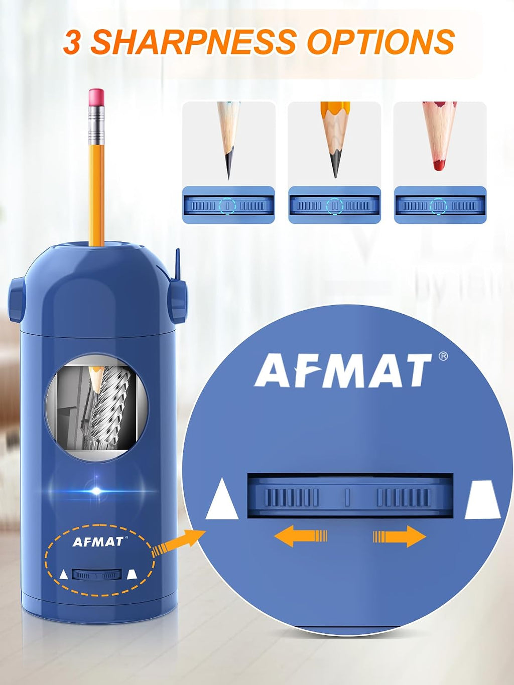 AFMAT Fully Automatic Pencil Sharpener, 2 Pack (Purple and Blue)