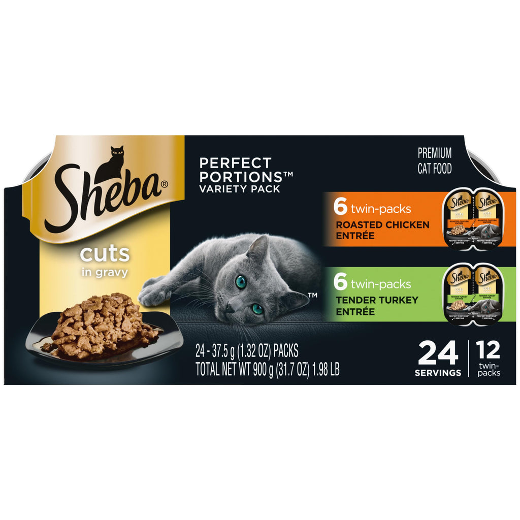 Sheba Perfect Portions Cuts Wet Cat Food, Variety Pack, 2.6 oz, 48 ct