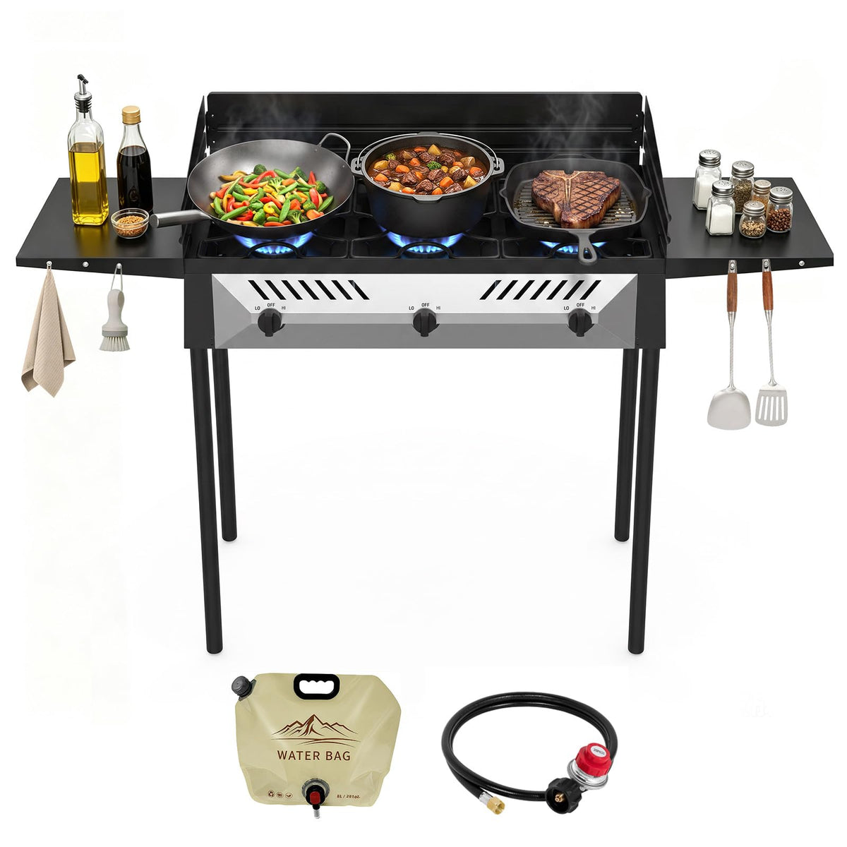 BESTFIRE High Pressure 240k BTU 2 Burner Outdoor Propane Gas Stove