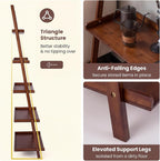 Tangkula 5-Tier Ladder Shelf Bookcase, Bamboo, 72”H, Walnut, 2 Pack