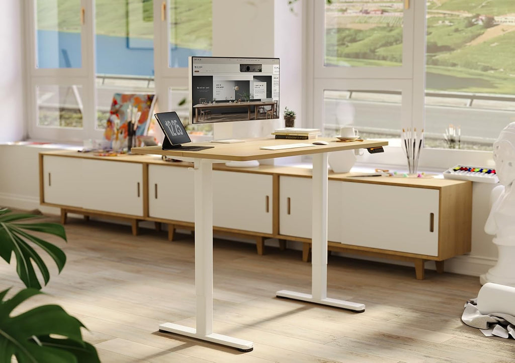 Claiks Electric Height Adjustable Standing Desk, 48x24 Inch, Nature
