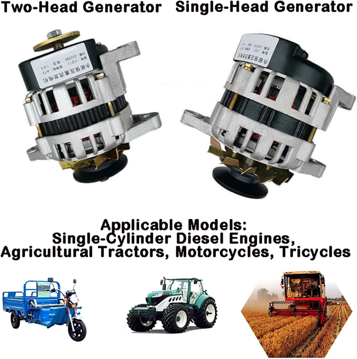 2000W Permanent Magnet Generator 14 / 28V DC Brushless Constant Voltage Generator High Power Charging Generator Set for Single-Cylinder Diesel Engines, Tractors, Lighting,Single Head,14V