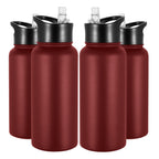 32 oz Insulated Water Bottle Bulk 8 Pack, Stainless Steel Sports Water Bottles with Straw Lid & Wide Mouth Lids, Double Walled Vacuum, Leak Proof, White