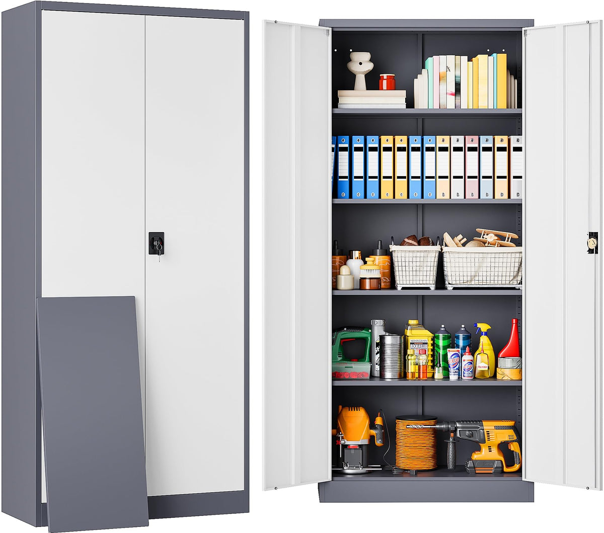 SISESOL Small Metal Storage Cabinet with Doors and Shelves,36 inch Black Locking Garage Cabinet,Lockable Short Steel Cabinets for Home,Office,Shop,Garage