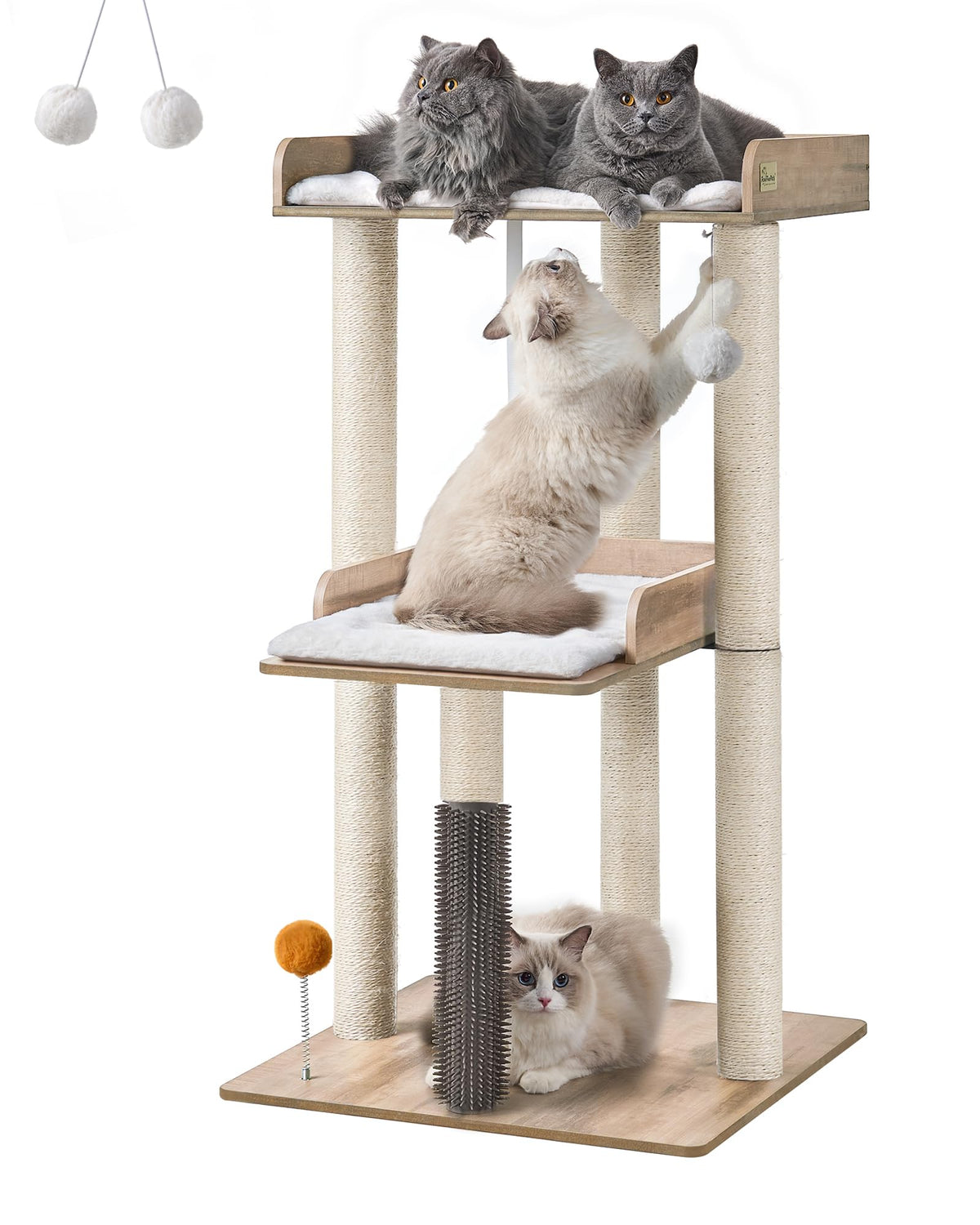 FourFurPets 43.7" Modern Cat Tree for Large Cats, Quick One‑Person Assembly